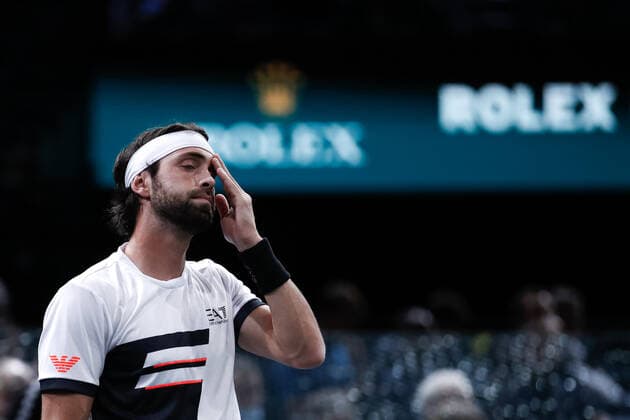 Nikoloz BASILASHVILI (GEO) TENNIS : Rolex Paris Masters - Jour 1 - 01 11 2021 AurelienMorissard Panoramic 