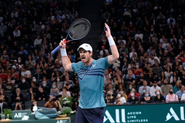 November 1, 2021, Paris, France: British player ANDY MURRAY returns the ball to German player DOMINIK KEOPFER during the Rolex Paris Masters 1000 tournament at Paris Accor Arena Stadium - Paris France..DOMINIK KEOPFER won 6:4 5:7 6:7 Paris France - ZUMAp119 20211101_zaf_p119_125 Copyright: xPierrexSteveninx