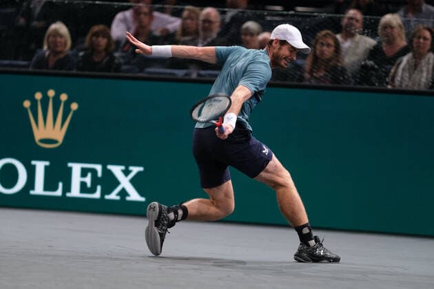 November 1, 2021, Paris, France: British player ANDY MURRAY returns the ball to German player DOMINIK KEOPFER during the Rolex Paris Masters 1000 tournament at Paris Accor Arena Stadium - Paris France..DOMINIK KEOPFER won 6:4 5:7 6:7 Paris France - ZUMAp119 20211101_zaf_p119_131 Copyright: xPierrexSteveninx