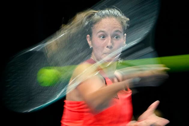 Daria Kasatkina (Russian Tennis Federation) in action during Group A match against Carol Zhao (Canada), on November 2, 2021, in Prague, Czech Republic, within women’s tennis Billie Jean King Cup (former Fed Cup). (CTKxPhoto VitxSimanek) CTKPhotoP2021110203557  VIS 009