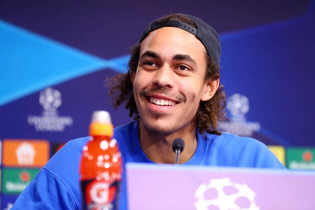 Sport Bilder des Tages Champions League RB Leipzig - PK 02.11.2021 Leipzig, 02.11.2021, Red Bull Arena, Champions League, 4. Spieltag , Pressekonferenz am Vortag der Partie RB Leipzig v. Paris St.-Germain , Im Bild: Yussuf Poulsen (9, Player, RB Leipzig) ,