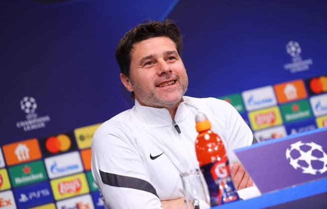 Champions League Paris SG - PK 02.11.2021 Leipzig, 02.11.2021, Red Bull Arena, Champions League, 4. Spieltag , Pressekonferenz am Vortag der Partie RB Leipzig v. Paris St.-Germain , Im Bild: Trainer Mauricio Pochettino, FC Paris Saint-German. ,