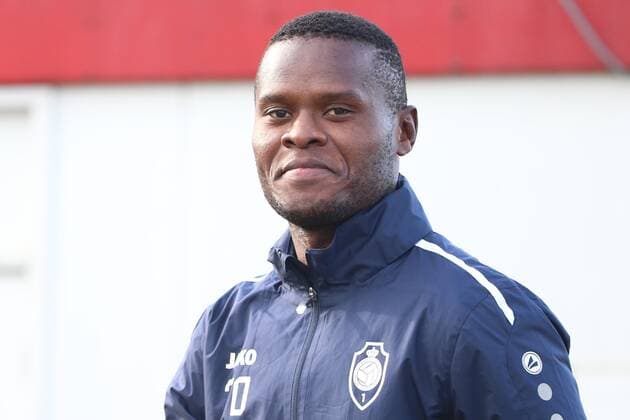 ANTWERPEN, BELGIUM - NOVEMBER 03 : Ally Samatta Mbwana forward of Antwerp FC pictured during a training session of Antwerp ahead of the UEFA Europa League Group stage - Group D match against Fenerbahce on November 3, 2021 in Antwerpen, Belgium, 3 11 2021 ( Antwerp v Fenerbahce - Media activities 3 11 2021 - UEFA Europa League PhotoNews Panoramic 