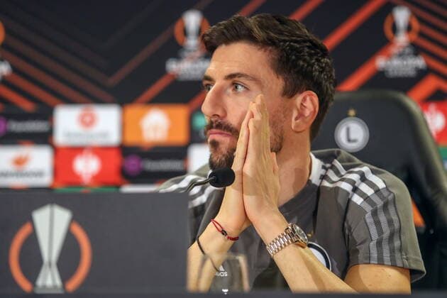 WARSZAWA 03.11.2021 LIGA EUROPY UEFA EUROPA LEAGUE press conference, PK, Pressekonferenz BEFORE GAME LEGIA WARSAW v SSC NAPOLI KONFERENCJA PRASOWA PRZED MECZEM LEGII WARSZAWA Z SSC NAPOLI FILIP MLADENOVIC FOT. MARCIN SZYMCZYK FOTOPYK NEWSPIX.PL --- Newspix.pl  211103MSZ008
