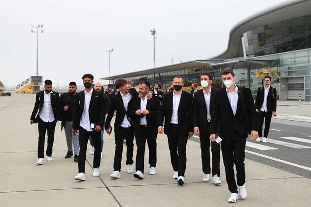 SOCCER - UEFA EL, Sociedad vs Sturm SAN SEBASTIAN,SPAIN,03.NOV.21 - SOCCER - UEFA Europa League, group stage, Real Sociedad vs SK Sturm Graz, preview, press conference, PK, Pressekonferenz Sturm. Image shows the team of Sturm.  GEPAxpictures xMarioxBuehner