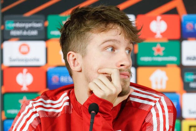 ISTANBUL, TURKEY - NOVEMBER 3, 2021: Lokomotiv Moscow s Tin Jedvaj gives a press conference, PK, Pressekonferenz ahead of the 2021 22 UEFA Europa League Group Stage match against Galatasaray at Ali Sami Yen Stadium. Mikhail Japaridze TASS  TS116B25