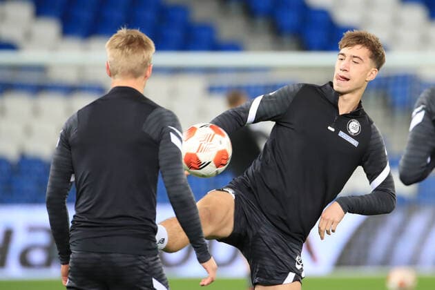SOCCER - UEFA EL, Sociedad vs Sturm SAN SEBASTIAN,SPAIN,03.NOV.21 - SOCCER - UEFA Europa League, group stage, Real Sociedad vs SK Sturm Graz, preview, training Sturm. Image shows David Affengruber (Sturm).  GEPAxpictures xMarioxBuehner
