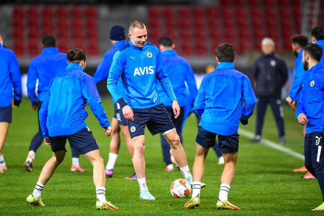Fenerbahce Attila Szalai pictured during a training session of Turkish soccer team Fenerbahce, Wednesday 03 November 2021 in Antwerp. The team is preparing for tomorrow s match against Belgian team Royal Antwerp FC, on the fourth day of the UEFA Europa League group stage, in group D. TOMxGOYVAERTS  x3130485x