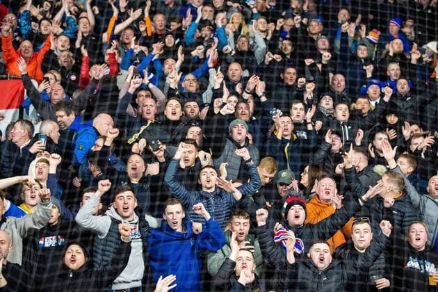 Sport Themen der Woche KW44 Mandatory Credit: Photo by Kirk O Rourke Shutterstock (12587237c) Rangers fans during the Europa League match at Brøndby Stadium, Copenhagen. Brondby v Rangers, UEFA Europa League Group A, Football, Brondy Stadium, Brondbyvester, Denmark - 04 Nov 2021 Brondby v Rangers, UEFA Europa League Group A, Football, Brondy Stadium, Brondbyvester, Denmark - 04 Nov 2021  Copyright: xKirkxO Rourke Shutterstockx 12587237c