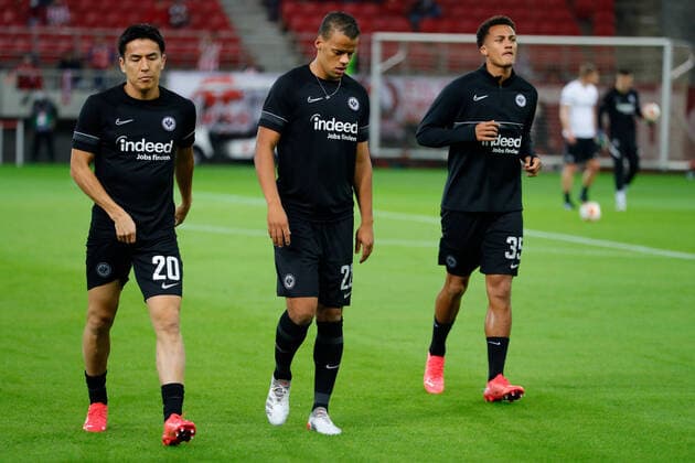 Olympiacos F.C. v Eintracht Frankfurt UEFA Europa League Makoto Hasebe , Timothy Chandler and Tuta of Eintracht Frankfurt during the UEFA Europa League Group D match at Karaiskakis Stadium, Piraeus Content Not Available For UK Newspapers Copyright: xYannisxHalasx FIL-16070-0018