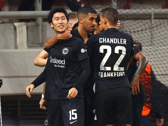 Olympiacos F.C. v Eintracht Frankfurt UEFA Europa League Daichi Kamada of Eintracht Frankfurt celebrates during the UEFA Europa League Group D match at Karaiskakis Stadium, Piraeus Content Not Available For UK Newspapers Copyright: xYannisxHalasx FIL-16070-0024