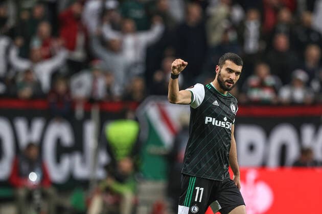 04.11.2021 WARSZAWA, LAZIENKOWSKA PILKA NOZNA ( FOOTBALL ) LIGA EUROPY UEFA SEZON 2021 2022 ( UEFA EUROPEAN LEAGUE ) FAZA GRUPOWA (GROUP STAGE)?MECZ LEGIA WARSZAWA - SC NAPOLI ( GAME LEGIA WARSAW - SC NAPOLI )??NZ RADOSC, BRAMKA, GOL LEGIA WARSZAWA??FOTO LUKASZ GROCHALA CYFRASPORT NEWSPIX.PL --- Newspix.pl  20211104CSLG0009