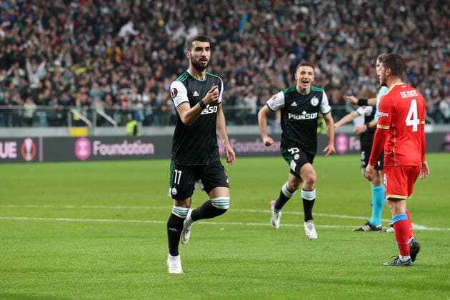 WARSZAWA 04.11.2021 MECZ 4. KOLEJKA GRUPA C LIGA EUROPY SEZON 2021 22 --- UEFA EUROPA LEAGUE GROUP C MATCH IN WARSAW: LEGIA WARSZAWA - SSC NAPOLI MAHIR EMRELI BARTOSZ SLISZ FOT. PIOTR KUCZA FOTOPYK NEWSPIX.PL --- Newspix.pl  211104PYK0016