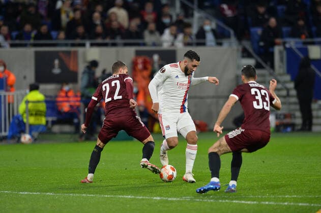 Rayan Cherki (lyon) vs L. Haraslin (sparta) FOOTBALL : Olympique Lyonnais vs Sparta Prague - Ligue Europa - 04 11 2021 FredericChambert Panoramic 