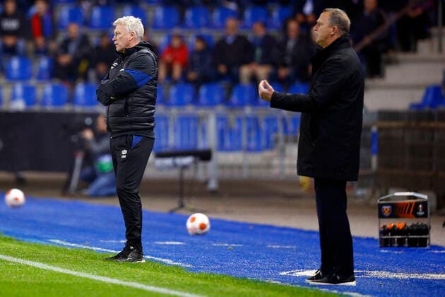 KRC Genk v West Ham United UEFA Europa League West Ham United Manager David Moyes and KRC Genk Manager John van den Brom during the UEFA Europa League Group H match at Cegeka Arena, Genk Content Not Available For UK Newspapers Copyright: xPaulxChestertonx FIL-16067-0130