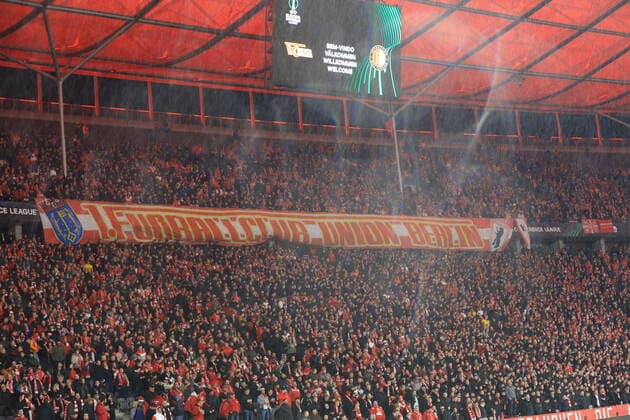 DEU, UECL, 1.FC Union vs. Feyenoord Rotterdam, 04.11.2021, Berliner Olympiastadion, Berlin, DEU, UECL, 1.FC Union vs. Feyenoord Rotterdam, im Bild 1.FC Union-Fans