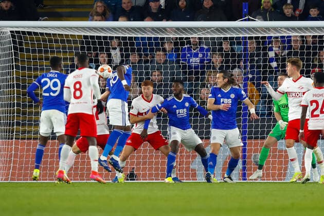 4th November 2021; King Power Stadium, Leicester, Leicestershire, England; Europa League football, Leicester City versus Spartak Moscow; Daniel Amartey heads a goal for Leicester City after 57 minutes (1-1)  ActionPlus12336710 GrahamxWilson
