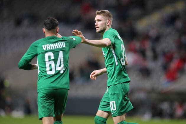 FOOTBALL, FUSSBALL - Plastun of Ludogorets Razograd celebrates a goal during the Europa League match between SC Braga and Ludogorets Razograd. Estadio Municipal Braga, Portugal, 4th November. Photo: IMAGO Pedro Benavente