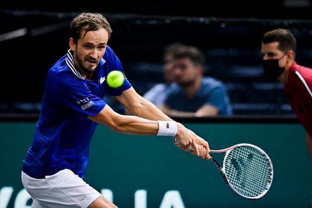Daniil Medvedev (Rus) TENNIS : Rolex Paris Masters J4 - Paris - 04 11 2021 JBAutissier Panoramic 
