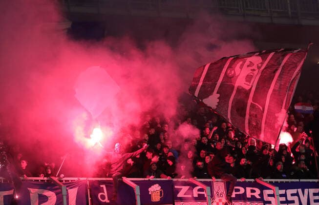 Dinamo Zagreb v Rapid Wien: Group H - UEFA Europa League Fans lit flares in the stands during the UEFA Europa League group H match between Dinamo Zagreb and Rapid Wien at Maksimir Stadium on November 4, 2021 in Zagreb, Croatia. Pixsell MBxMedia