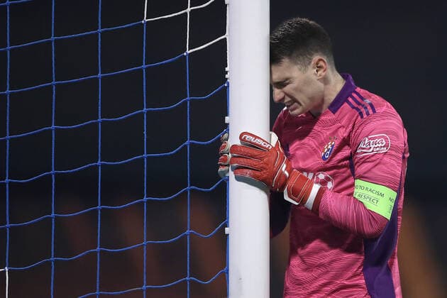 Dinamo Zagreb v Rapid Wien: Group H - UEFA Europa League Goalkeeper Dominik Livakovic of Dinamo Zagreb gestures during the UEFA Europa League group H match between Dinamo Zagreb and Rapid Wien at Maksimir Stadium on November 4, 2021 in Zagreb, Croatia. IgorxKralj PIXSELL