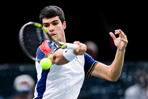 Carlos Alcaraz (Esp) TENNIS : Rolex Paris Masters J4 - Paris - 04 11 2021 JBAutissier Panoramic 