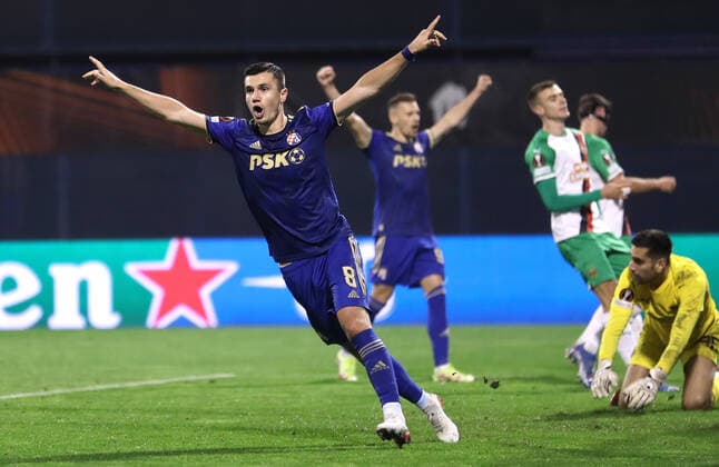 Dinamo Zagreb v Rapid Wien: Group H - UEFA Europa League Amer Gojak of Dinamo Zagreb celebrate during the UEFA Europa League group H match between Dinamo Zagreb and Rapid Wien at Maksimir Stadium on November 4, 2021 in Zagreb, Croatia. LukaxStanzl PIXSELL