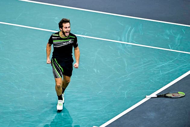 Sport Bilder des Tages joie d Hugo Gaston (Fra) en fin de match TENNIS : Rolex Paris Masters J4 - Paris - 04 11 2021 JBAutissier Panoramic 