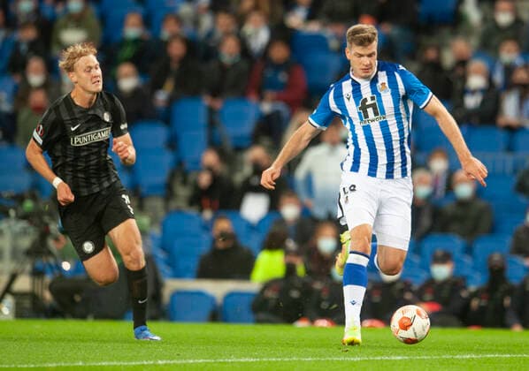 Partido de la Europa League entre la Real Sociedad y el Sturm Graz. En la imagen, Sorloth. Europa League match between Real Sociedad and Sturm Graz. In this picture, Sorloth. 