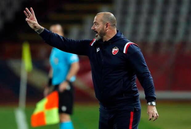 (211105) -- BELGRADE, Nov. 5, 2021 -- Red Star s head coach Dejan Stankovic gestures during the UEFA Europa League Group F football match between Crvena Zvezda and Midtjylland in Belgrade, Serbia on Nov. 4, 2021. (Photo by Xinhua) (SP)SERBIA-BELGRADE-FOOTBALL-UEFA-RED STAR VS MIDTJYLLAND PredragxMilosavljevic 