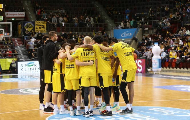 Ludwigsburg , Basketball easycredit BBL Bundesliga . MHP Riesen Ludwigsburg vs. NINERS Chemnitz , Team Riesen