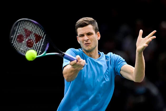 Novak Djokovic (srb) Hubert Hurkacz (Pol) Alexander Zverev (Ger) Daniil Medvedev (Rus) TENNIS : Rolex Paris Masters J6 - Paris - 06 11 2021 JBAutissier Panoramic 