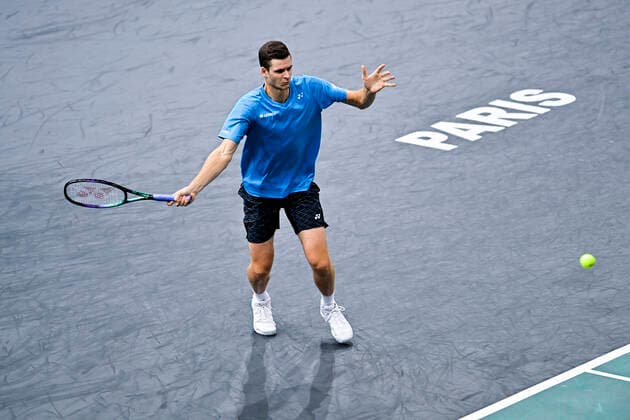 Novak Djokovic (srb) Hubert Hurkacz (Pol) Alexander Zverev (Ger) Daniil Medvedev (Rus) TENNIS : Rolex Paris Masters J6 - Paris - 06 11 2021 JBAutissier Panoramic 