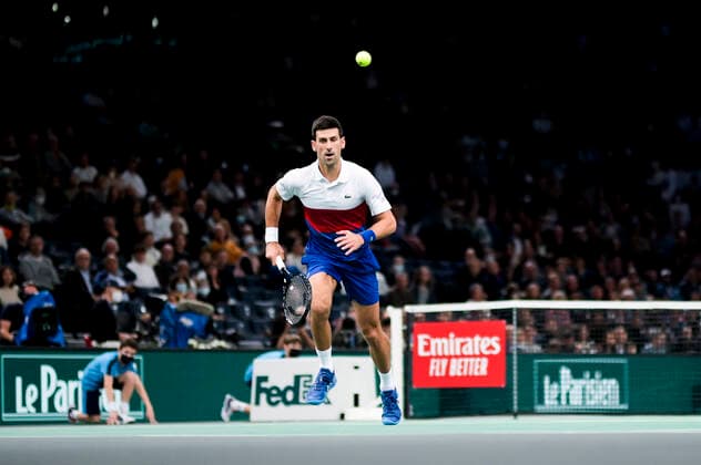 Novak Djokovic (srb) TENNIS : Rolex Paris Masters J6 - Paris - 06 11 2021 JBAutissier Panoramic 