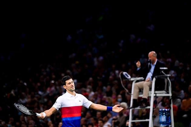 Novak Djokovic (srb) TENNIS : Rolex Paris Masters J6 - Paris - 06 11 2021 JBAutissier Panoramic 