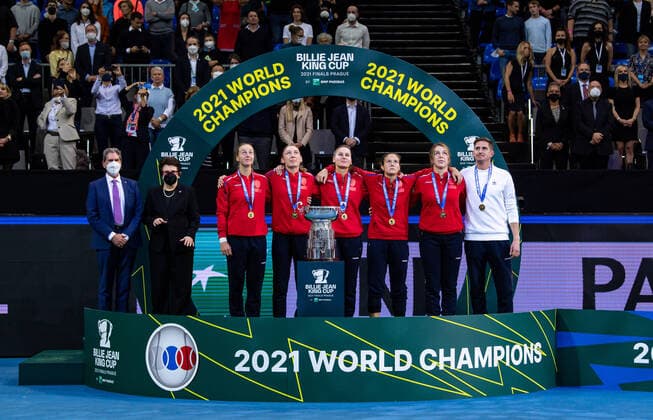 2021 Billie Jean King Cup Finals Russia - Switzerland Final Trophy Ceremony 2021 Billie Jean King Cup Finals