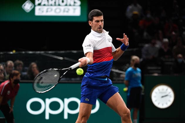 Novak Djokovic (SRB) during the Rolex Paris Master 2021 at the Accord Arena on saturday november 6, 2021. Paris. France. Copyright: AntonioxBorga
