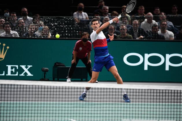 Novak Djokovic (SRB) during the Rolex Paris Master 2021 at the Accord Arena on saturday november 6, 2021. Paris. France. Copyright: AntonioxBorga