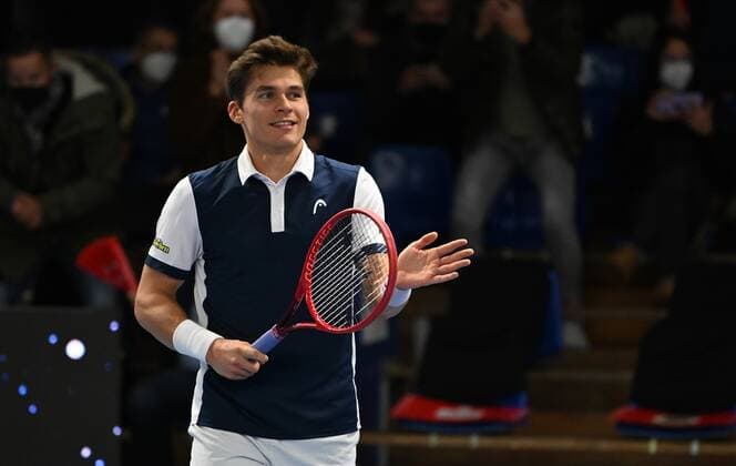 07.11.2021 - Tennis - ATP, Tennis Herren Challenger Tour - Challenger Eckental - Int. Deutsche Tennis-Hallenmeisterschaften - Finale Endspiel - - Daniel Masur ( GER ) happy nach Spielende