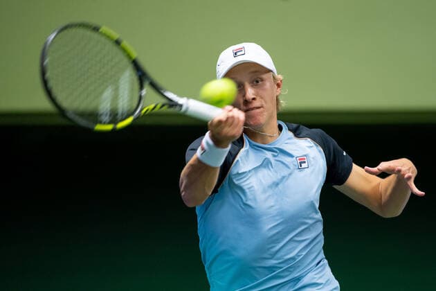 Tennis, ATP-Turnier in Stockholm, Björn Borg am Rande eines Spiels von Sohn Leo 211107 Leo Borg of Sweden in Singles round one during the Stockholm Open tennis tournament on November 7, 2021 in Stockholm. Photo: Joel Marklund BILDBYRAN kod JM JM0214 bbeng tennis stockholm open Copyright: JOELxMARKLUND BB211107JM005