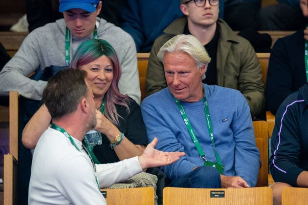 Tennis, ATP-Turnier in Stockholm, Björn Borg am Rande eines Spiels von Sohn Leo 211107 Patricia and Björn Borg during the Stockholm Open tennis tournament on November 7, 2021 in Stockholm. Photo: Joel Marklund BILDBYRAN kod JM JM0214 bbeng tennis stockholm open Copyright: JOELxMARKLUND BB211107JM007