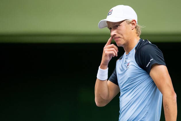 211107 Leo Borg of Sweden in Singles round one during the Stockholm Open tennis tournament on November 7, 2021 in Stockholm. Photo: Joel Marklund BILDBYRAN kod JM JM0214 bbeng tennis stockholm open Copyright: JOELxMARKLUND BB211107JM012