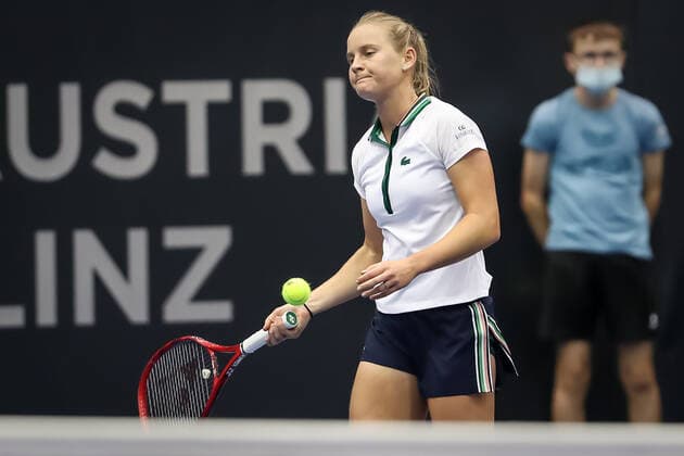 TENNIS - WTA, Tennis Damen Upper Austria Ladies Linz LINZ,AUSTRIA,07.NOV.21 - TENNIS - WTA Tour, Upper Austria Ladies Linz. Image shows the disappointment of Fiona Ferro (FRA).  GEPAxpictures xManfredxBinder