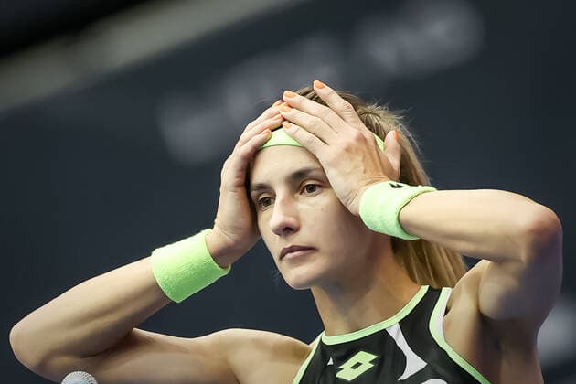 TENNIS - WTA, Tennis Damen Upper Austria Ladies Linz LINZ,AUSTRIA,08.NOV.21 - TENNIS - WTA Tour, Upper Austria Ladies Linz. Image shows the rejoicing of Lesia Tsurenko (UKR).  GEPAxpictures xManfredxBinder