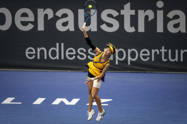 TENNIS - WTA, Tennis Damen Upper Austria Ladies Linz LINZ,AUSTRIA,08.NOV.21 - TENNIS - WTA Tour, Upper Austria Ladies Linz. Image shows Xinyu Wang (CHN).  GEPAxpictures xManfredxBinder