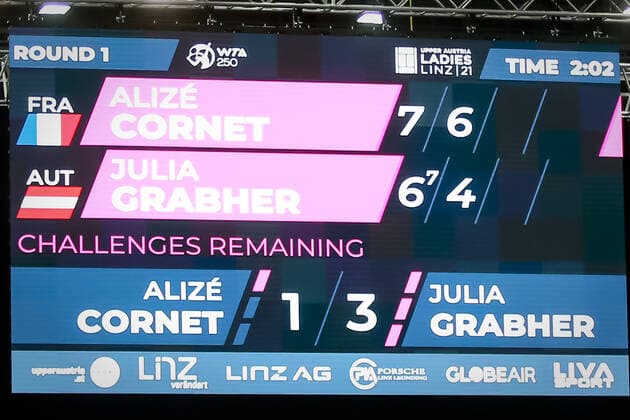 TENNIS - WTA, Tennis Damen Upper Austria Ladies Linz LINZ,AUSTRIA,08.NOV.21 - TENNIS - WTA Tour, Upper Austria Ladies Linz. Image shows the scoreboard.  GEPAxpictures xManfredxBinder