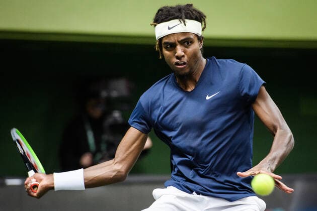 211108 Elias Ymer of Sweden competes in men s first round Singles match during Stockholm Open on November 8, 2021 in Stockholm. Photo: Erik Simander BILDBYRAN COP 201 EW0028 tennis stockholm open sverige bbeng Copyright: ERIKxSIMANDER BB211108ES036