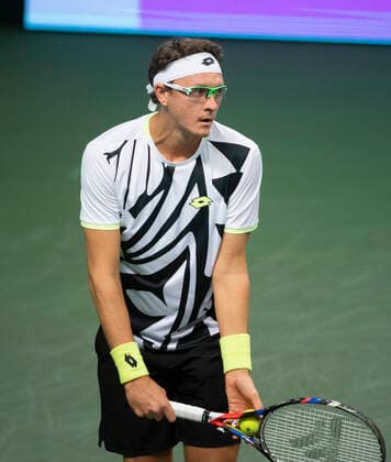 Denis Istomin, Uzbekistan, play against Filip Krajinovic, Serbia during the tennis tournament Stockholm Open November 8, 2021. STOCKHOLM Sweden x10080x