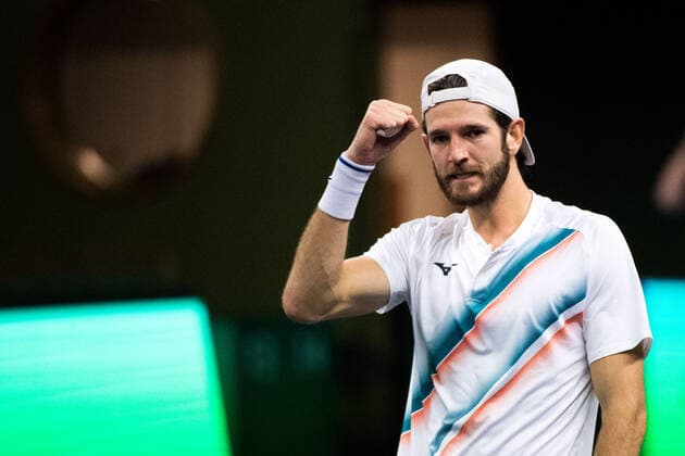 211108 Andrea Vavassori of Italy celebrates while competing in men s first round Singles match during Stockholm Open on November 8, 2021 in Stockholm. Photo: Emma Wallskog BILDBYRAN COP 320 EW0028 tennis stockholm open sverige bbeng jubel Copyright: EMMAxWALLSKOG BB211108BB362