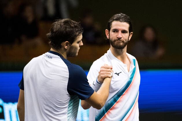 211108 Pavel Kotov of Russia and Andrea Vavassori of Italy competes in men s first round Singles match during Stockholm Open on November 8, 2021 in Stockholm. Photo: Emma Wallskog BILDBYRAN COP 320 EW0028 tennis stockholm open sverige bbeng Copyright: EMMAxWALLSKOG BB211108BB363